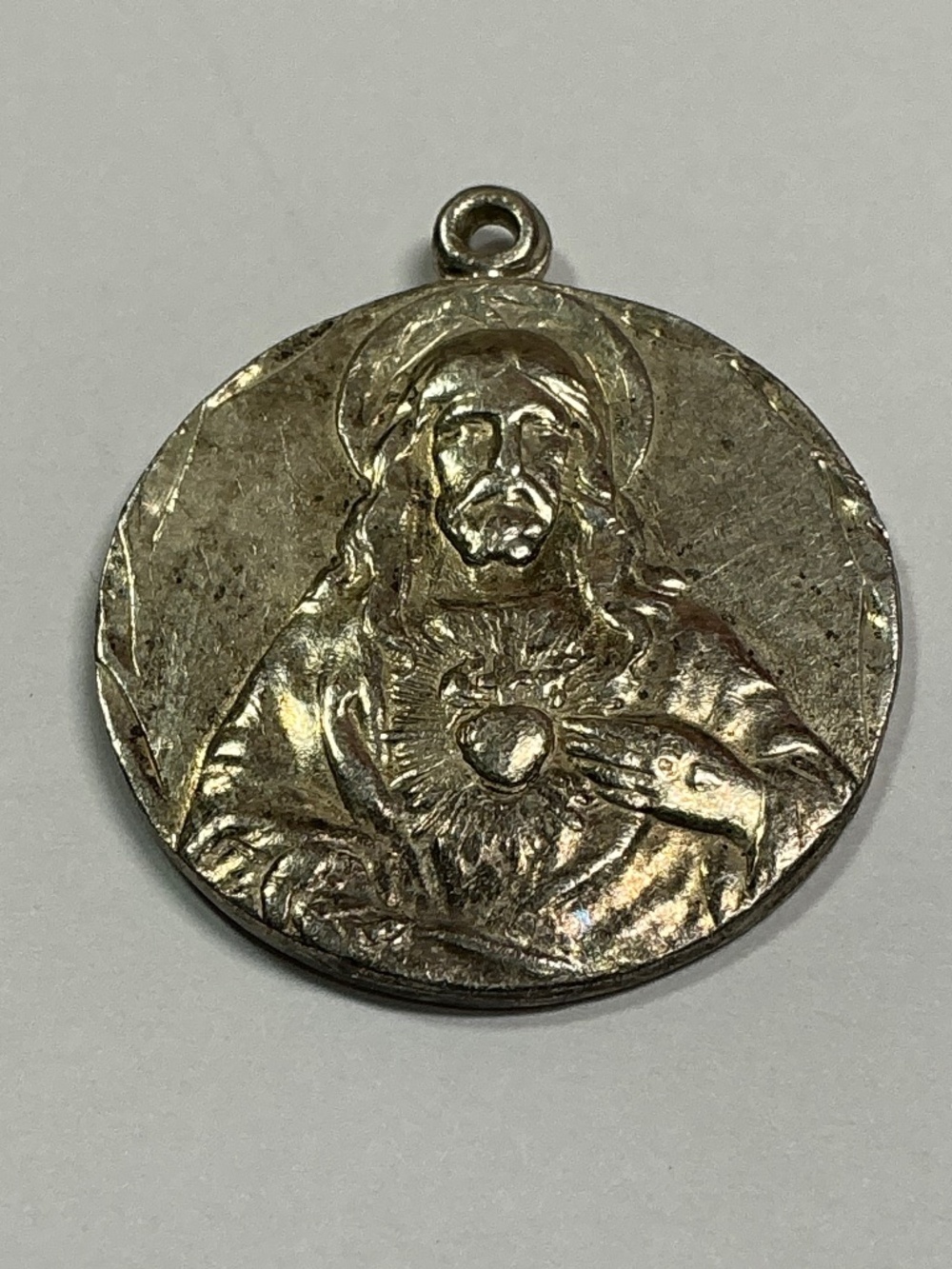 Vintage Sterling Silver Sacred Heart Of Jesus & Our Lady Of The Holy Scapular.